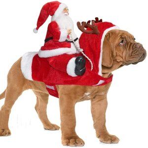 Santa Dog Costume Christmas Pet Clothes Santa Claus Riding Pet dog clothes